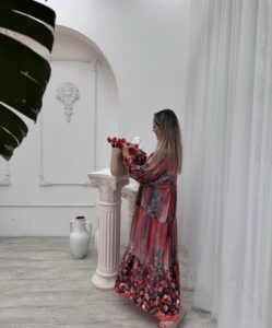 پیراهن ساحلی نخ پنبه ترک طرح بهار - Image 5