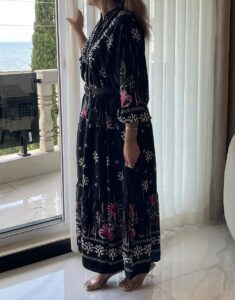 پیراهن ساحلی نخ پنبه ترک طرح پینک - Image 3
