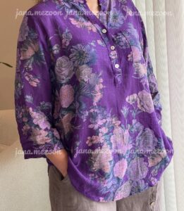 شومیز لینن ایتالیایی طرح رز - Image 3