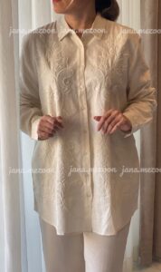 شومیز لینن گل برجسته ترک اورجینال طرح پریسا - Image 5