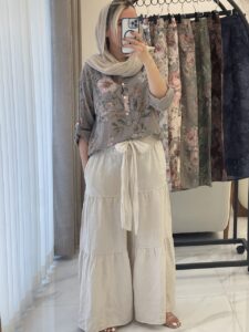 شومیز لینن ایتالیایی طرح نارنج - Image 2
