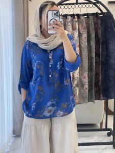 شومیز لینن ایتالیایی طرح نارنج - Image 4