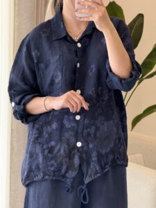شومیز لینن ایتالیایی طرح بهاره - Image 4