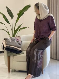 شومیز لینن ایتالیایی طرح ساده جلو گره ای-گرم بالا - Image 6