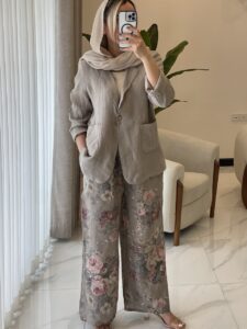 کت و شلوار لینن ایتالیایی طرح  رز مات - Image 4
