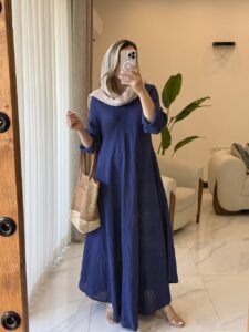 پیراهن سوپر کلوش ایتالیایی طرح ساده - Image 3