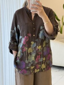 شومیز  لینن ایتالیایی طرح ابرنگی - Image 2