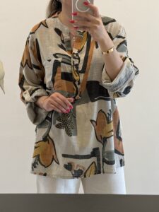 شومیز  لینن ایتالیایی طرح کوبیسم - Image 6