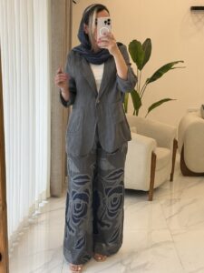 کت و شلوار لینن ایتالیایی طرح  گلبرگ - Image 6