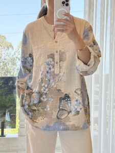 شومیز  لینن ایتالیایی طرح پروانه - Image 9