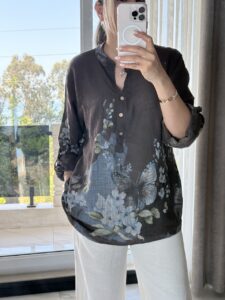 شومیز  لینن ایتالیایی طرح پروانه - Image 10