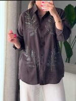 شومیز گلدوزی پولک دوزی ترک اورجینال طرح برگ - Image 11