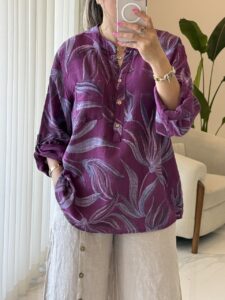 شومیز  لینن ایتالیایی طرح لاله - Image 2