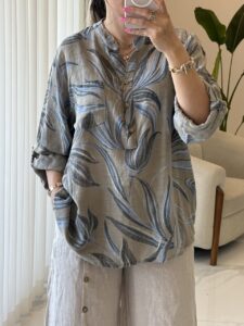 شومیز  لینن ایتالیایی طرح لاله - Image 6