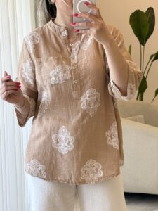 شومیز  لینن ایتالیایی طرح گلاره - Image 3