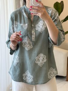 شومیز  لینن ایتالیایی طرح گلاره