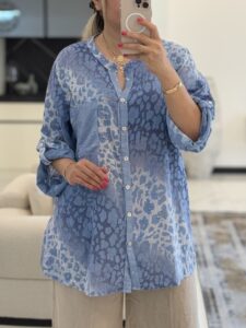 شومیز  لینن ایتالیایی طرح پلنگی 4 - Image 9