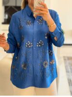 شومیز گلدوزی پولک دوزی ترک اورجینال طرح لیراتا - Image 5