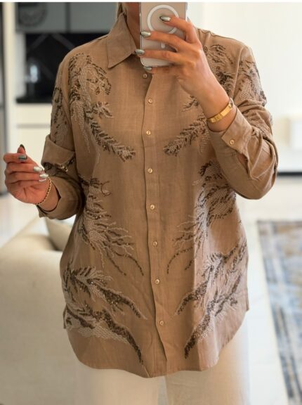 شومیز گلدوزی پولک دوزی ترک اورجینال طرح رویا