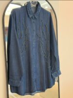 شومیز جین ابریشمی ترک اورجینال طرح رنگارنگ - Image 2