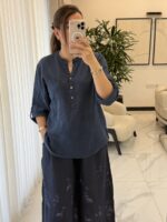 شومیز  لینن ایتالیایی سه دکمه طرح بیسیک - Image 25