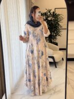 پیراهن سوپر کلوش ایتالیایی طرح رز آبی -گرم بالا - Image 3