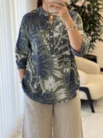 شومیز  لینن ایتالیایی سه دکمه طرح 1103