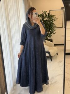 پیراهن سوپر کلوش ایتالیایی طرح رز آبی -گرم بالا - Image 8
