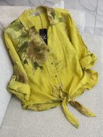 شومیز لینن ایتالیایی طرح رز جلو گره ای - گرم بالا - Image 5