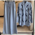 شومیز جین گلدوزی و پ دوزی ترک اورجینال طرح برگ