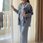 شومیز جین گلدوزی و پ دوزی ترک اورجینال طرح برگ - Image 4