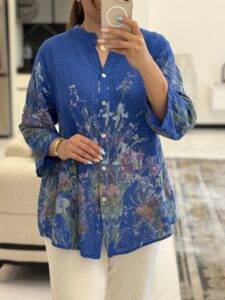 شومیز  لینن ایتالیایی طرح بهاره2 - Image 2
