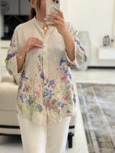 شومیز  لینن ایتالیایی طرح بهاره2 - Image 6