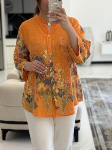 شومیز  لینن ایتالیایی طرح بهاره2 - Image 7