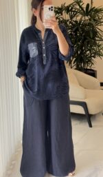 شلوار لینن ایتالیایی کمرکش - Image 2