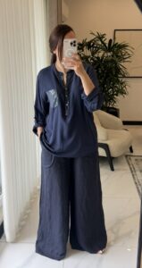 شومیز ویسکون ایتالیایی طرح بیسیک جیب پولکی - Image 5