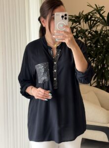 شومیز ویسکون ایتالیایی طرح بیسیک جیب پولکی - Image 7