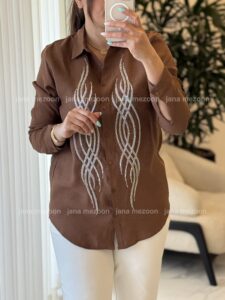 شومیز منجوق دوزی ترک اورجینال طرح آبشار - Image 3