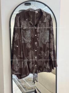 شومیز گت دار ایتالیایی تا پایین دکمه ویسکون طرح گل - Image 10