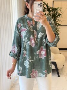 شومیز لینن ایتالیایی طرح لیلیوم - Image 4
