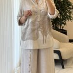 شومیز  لینن ایتالیایی طرح گل عروس