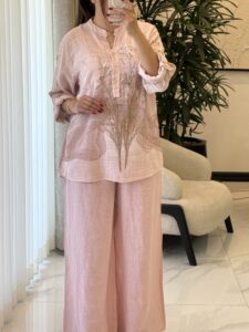 شومیز  لینن ایتالیایی طرح گل عروس - Image 3