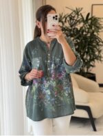 شومیز لینن ایتالیایی طرح بهار - Image 3