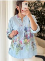 شومیز لینن ایتالیایی طرح بهار - Image 4