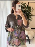 شومیز  لینن ایتالیایی طرح queen - Image 5