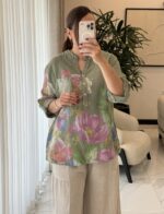 شومیز  لینن ایتالیایی طرح queen - Image 2