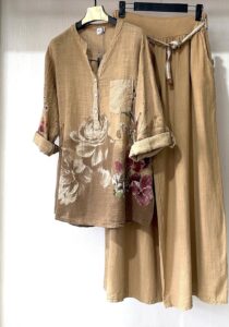 شومیز لینن جیب پولکی ایتالیایی طرح گلسرخ - Image 8