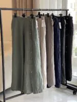 شلوار لینن ایتالیایی طرح از جلو دکمه