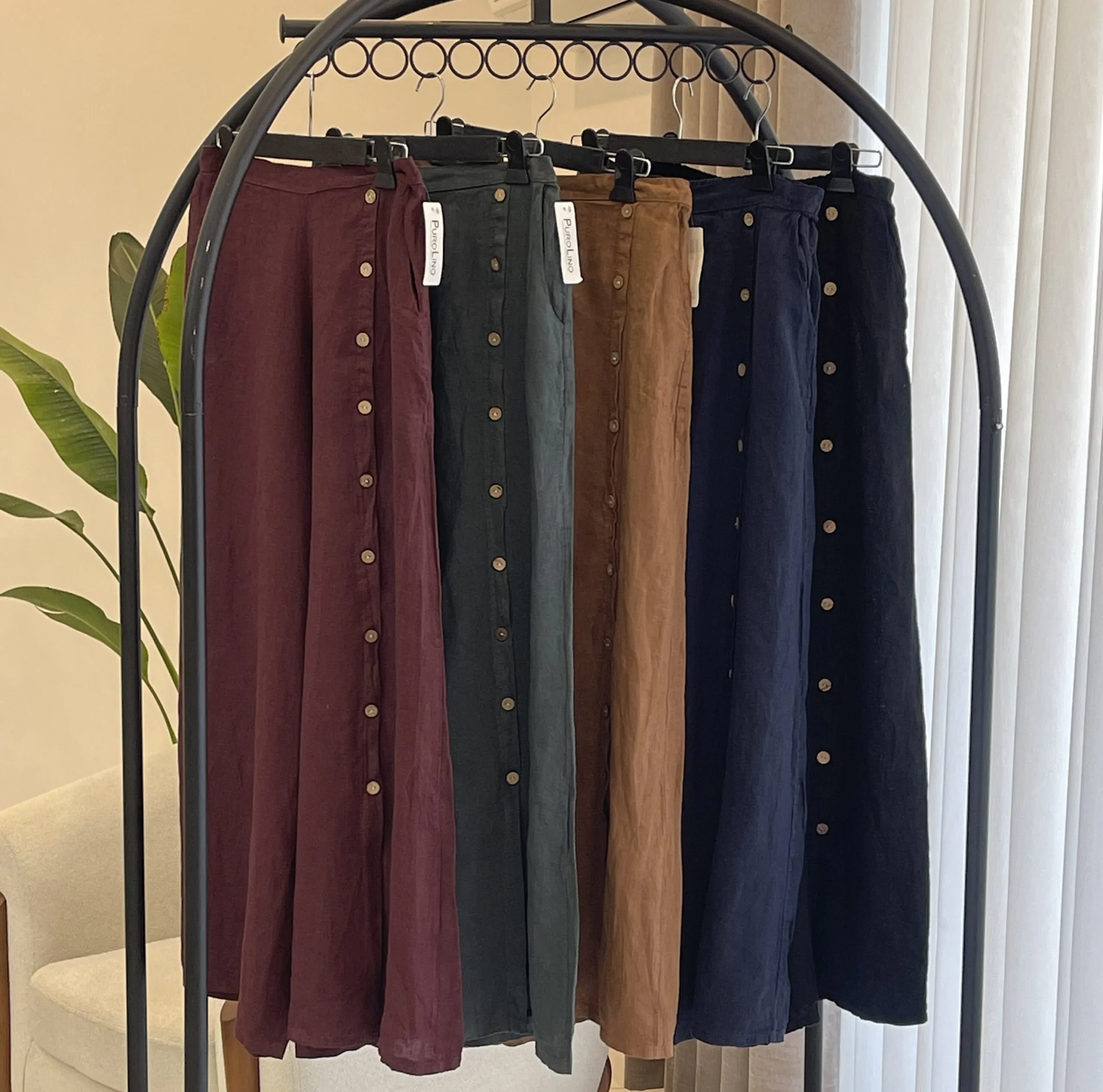 شلوار لینن ایتالیایی طرح از جلو دکمه - Image 8