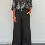 شلوار لینن ایتالیایی طرح 2 دکمه